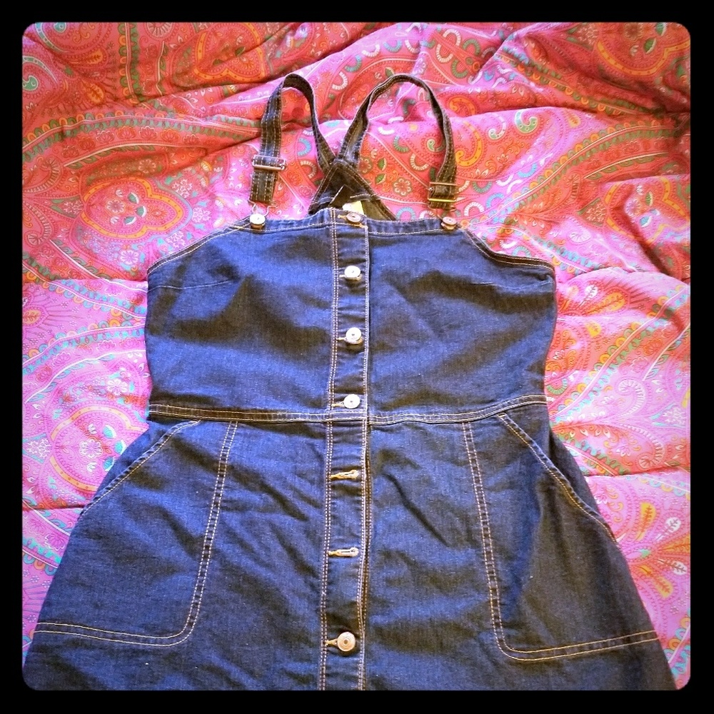 Denim overall dress